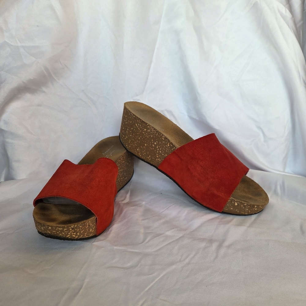 Red Suede Women's Slide Sandals